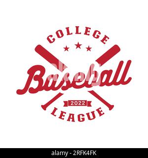 Logo del college League di baseball. Grafica per t-shirt. Vettore e illustrazione. Illustrazione Vettoriale