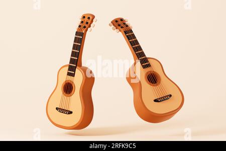 Modello di chitarra cartoon, rendering 3D. Disegno digitale. Foto Stock