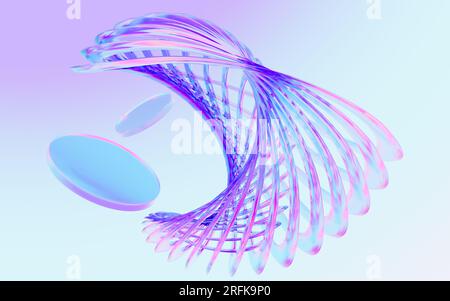 Sfondo in vetro trasparente astratto, rendering 3D. Disegno digitale. Foto Stock