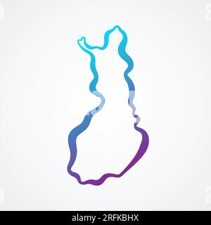 Mappa della Finlandia con sfumatura blu-viola. Illustrazione Vettoriale