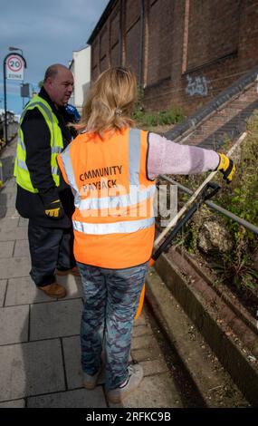 Community Payback Cleaning and Clearing a Harrow Greater London Foto Stock