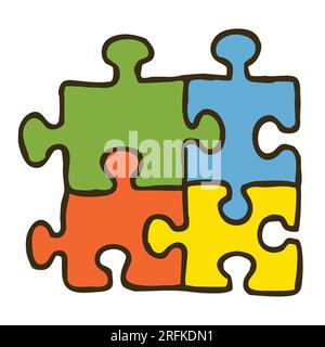 Crea pezzi colorati del puzzle messi insieme Illustrazione Vettoriale