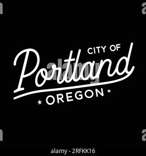 Design lettering della città di Portland. Portland, Oregon, progettazione tipografica. Vettore e illustrazione. Illustrazione Vettoriale