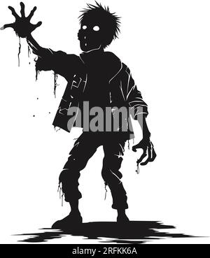 zombie vettoriale che esce dalla tomba. zombie in piedi e alzare le mani. illustrazione vettoriale zombie in piedi su sfondo bianco Illustrazione Vettoriale