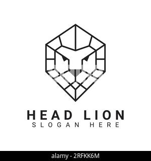 Logo Leone Head Design Line minimale logotipo Lion Head Art Illustrazione Vettoriale