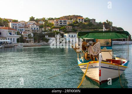 Villaggio tradizionale di Evdilos, nell'isola di Ikaria, Grecia Foto Stock