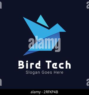 Logo Bird Tech Design Blue Bird Tech Illustrazione Vettoriale