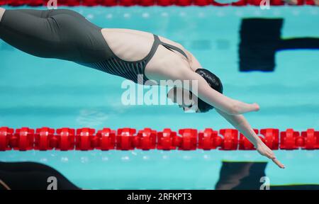 La Gran Bretagna Toni Shaw nelle 400m Freestyle S9 si scalda durante il quinto giorno dei Campionati mondiali di nuoto Para 2023 al Manchester Aquatics Centre di Manchester. Data immagine: Venerdì 4 agosto 2023. Foto Stock