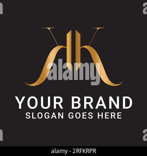 Design con logo monogramma KK iniziale Luxury Letter Text Letter Illustrazione Vettoriale