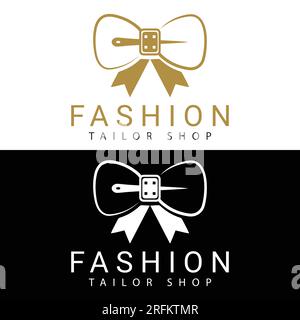 Luxury Fashion Logo Design Fashion Needle con logotipo ad arco Illustrazione Vettoriale