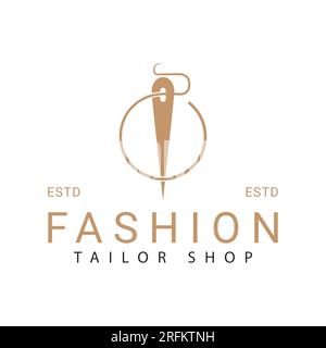 Logo Luxury Fashion Needle Design Tailor Shop Illustrazione Vettoriale