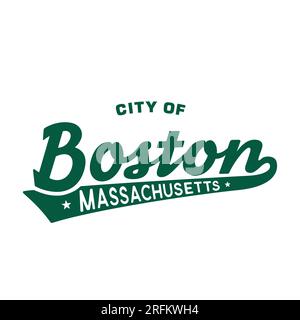 Boston Lettering design. Boston, Massachusetts, progettazione tipografica. Vettore e illustrazione. Illustrazione Vettoriale