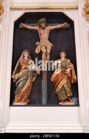 Calvary nel retrocoro. Chiesa di Tarazona. La cattedrale di Tarazona è una chiesa cattolica situata a Tarazona, provincia di Saragozza, in Aragona, Spagna Foto Stock