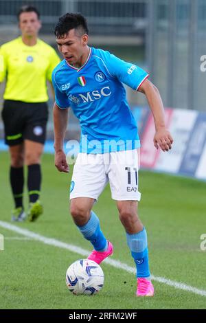 Castel di Sangro, Italia. 2 agosto 2023. Castel di Sangro, 2 agosto 2023: Hirving Lozano (11 Napoli) durante l'amichevole tra SSC Napoli e Girona allo Stadio Patini di Castel di Sangro. (Foto Mosca/SPP) credito: SPP Sport Press Photo. /Alamy Live News Foto Stock