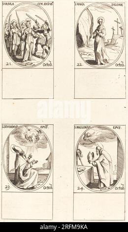 Jacques Callot, St. Ursula e compagni; St Mary Salome; St. Severinus; St Maglorius, incisione, R.L. Baumfeld Collection, 1969.15.736' Foto Stock