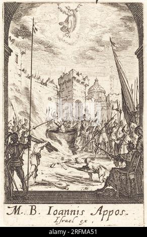 « Jacques Callot, il martirio di San Giovanni Evangelista, c. 1634/1635, etching, R.L. Baumfeld Collection, 1969.15.818' Foto Stock