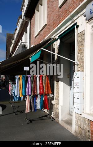 Francia, regione della Normandia, Calvados, Pont-l'Evêque, rue Saint-Michel, acquista Foto Stock