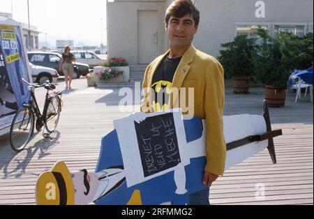 La presentatrice televisiva francese Patrice Drevet, al Deauville American Film Festival nel settembre 1989. Foto Stock