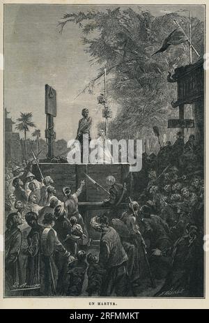 A Martyr Book i, Chapter VIII Illustrator: L. Benett Illustration from a set of Engravings published in the volume XIV of Victor Hugo 'oeuvres Complètes' including 'l'Année Terrible'. Libro pubblicato nel 1853. Foto Stock