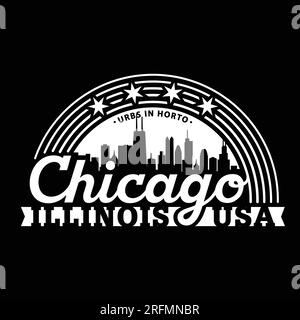 Chicago, Illinois, USA. Modello di design del logo. Vettore e illustrazione. Illustrazione Vettoriale