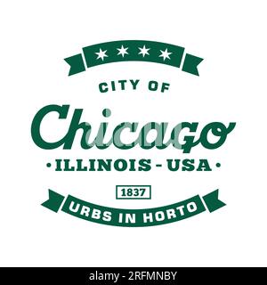Città di Chicago, Illinois. Modello di disegno vettoriale. Illustrazione Vettoriale