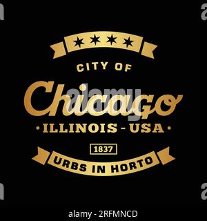 Città di Chicago, Illinois. Modello di disegno vettoriale. Illustrazione Vettoriale