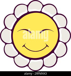 Fiore di camomilla sorridente Illustrazione Vettoriale