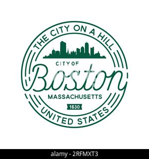 Modello di disegno Boston Vector. Logotipo Boston Massachusetts. Vettore e illustrazione. Illustrazione Vettoriale