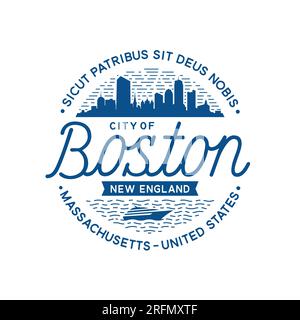 Boston, Massachusetts, modello di progettazione vettoriale. Illustrazione Vettoriale