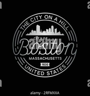 Modello di disegno Boston Vector. Logotipo Boston Massachusetts. Vettore e illustrazione. Illustrazione Vettoriale
