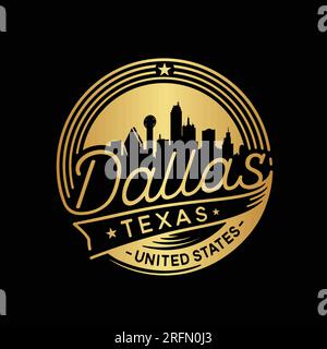 Logotipo di Dallas Texas. Modello di disegno vettoriale della città di Dallas. Illustrazione Vettoriale