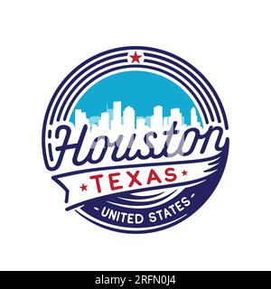 Logotipo Houston Texas. Modello di disegno vettoriale della città di Houston. Illustrazione Vettoriale