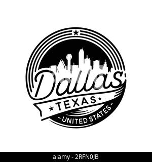 Logotipo di Dallas Texas. Modello di disegno vettoriale della città di Dallas. Illustrazione Vettoriale