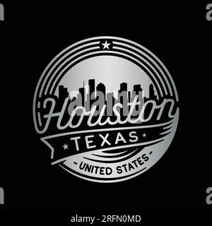 Logotipo Houston Texas. Modello di disegno vettoriale della città di Houston. Illustrazione Vettoriale