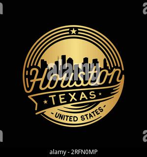 Logotipo Houston Texas. Modello di disegno vettoriale della città di Houston. Illustrazione Vettoriale