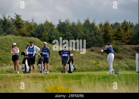 Campo da golf femminile scozzese aperto, Dundonald Links, 04/08/23. 4 agosto 2023. Irvine, Scozia, Regno Unito. Hinako Shibuno al 2° giorno. Crediti: CDG/Alamy Live News Foto Stock