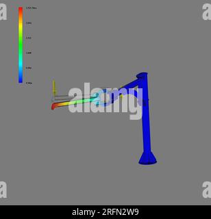 Analisi FEM, analisi degli elementi finiti, oscillazione di trazione di asse e braccio, test di sollecitazione Foto Stock