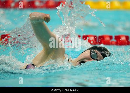 La Gran Bretagna Toni Shaw nella finale femminile 400m Freestyle S9 durante il quinto giorno dei Campionati mondiali di nuoto Para 2023 al Manchester Aquatics Centre di Manchester. Data immagine: Venerdì 4 agosto 2023. Foto Stock