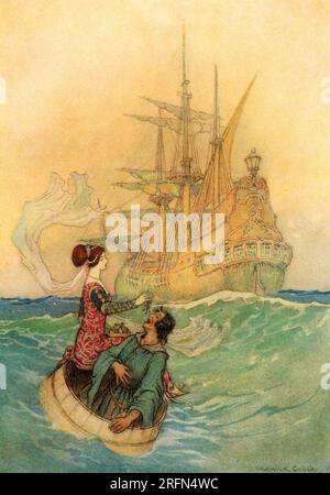 Un'illustrazione per il Pentamerone di Giambattista Basile di E. F. Strange, 1911. Il Pentamerone, sottotitolato lo cunto de li cunti, è una raccolta di fiabe napoletane del XVII secolo del poeta e cortigiano italiano Giambattista Basile (1583-1632). Foto Stock