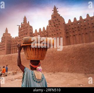 Grande Moschea, Djenne, regione di Mopti, Mali, Africa occidentale. Foto Stock