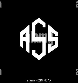 Logo AST Letter con forma poligonale. Design con logo a forma di cubo e poligono AST. Modello con logo vettoriale esagonale AST colori bianco e nero. Monogr. AST Illustrazione Vettoriale