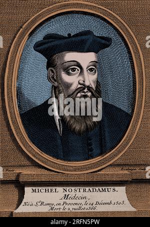 Michel de Nostredame AKA Nostradamus (Parigi, 14 o 21 dicembre 1503 – Parigi, 2 luglio 1566) è stato un farmacista francese. Foto Stock