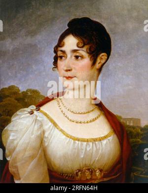 Josephine Bonaparte (1763-1814) o Josephine de Beauharnais fu imperatrice dei francesi come prima moglie dell'imperatore Napoleone i dal 18 maggio 1804 fino all'annullamento del loro matrimonio il 10 gennaio 1810. Illustrazione di Henry Thomas Ryall dopo J. Holmes. Ritratto di Antoine-Jean Gros (1771-1835), 1809. Foto Stock