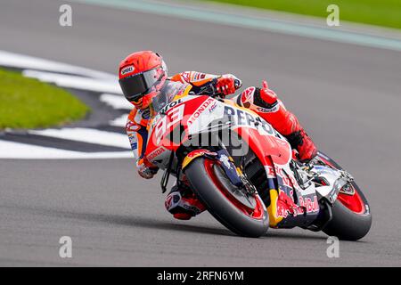 Silverstone, Regno Unito. 4 agosto 2023. Marc Marquez 93 Repsol Honda Team Spain durante il Monster Energy British Grand Prix MotoGP sul circuito di Silverstone, Silverstone, Regno Unito il 4 agosto 2023 Credit: Every Second Media/Alamy Live News Foto Stock