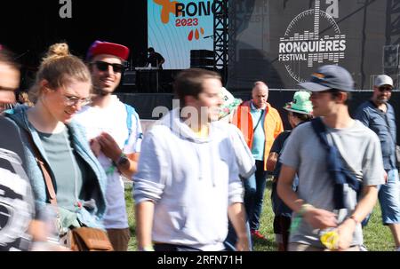 Raine le Comte, Belgio. 4 agosto 2023. L'immagine mostra il primo giorno del festival musicale "Ronquieres Festival" a Ronquieres, venerdì 4 agosto 2023. Quest'edizione del festival si svolge dal 4 al 6 agosto. BELGA PHOTO ANTHONY MALAGOLI Credit: Belga News Agency/Alamy Live News Foto Stock