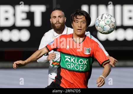 Nijmegen, Paesi Bassi. 4 agosto 2023. NIJMEGEN, PAESI BASSI - 4 AGOSTO: Koki Ogawa del NEC Nijmegen durante la partita amichevole pre-stagionale tra NEC Nijmegen e Venezia FC allo Stadion De Goffert il 4 agosto 2023 a Nijmegen, Paesi Bassi (foto di Broer van den Boom/Orange Pictures) credito: Orange Pics BV/Alamy Live News Foto Stock