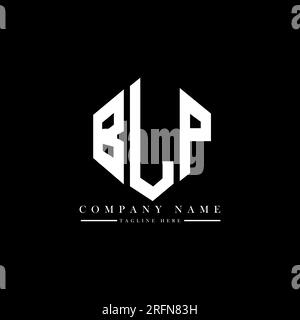 Logo BLP Letter con forma poligonale. Design con logo a forma di cubo e poligono BLP. Modello con logo vettoriale esagonale BLP in bianco e nero. BLP Illustrazione Vettoriale