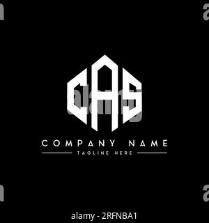 Logo CAS Letter con forma poligonale. Logo a forma di cubo e poligono CAS. Modello logo vettoriale esagonale CAS colori bianco e nero. Monogr. CAS Illustrazione Vettoriale