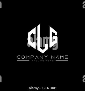 Logo CLG Letter con forma poligonale. Design con logo a forma di cubo e poligono CLG. Modello con logo vettoriale esagonale CLG in bianco e nero. Monogr. CLG Illustrazione Vettoriale