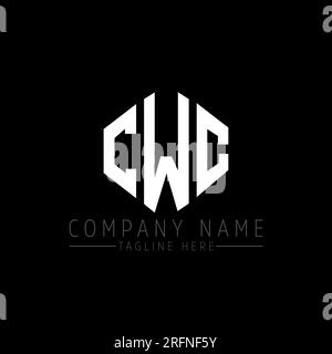Logo CWC Letter con forma poligonale. Design con logo a forma di cubo e poligono CWC. Modello con logo vettoriale esagonale CWC in bianco e nero. CWC monogr Illustrazione Vettoriale